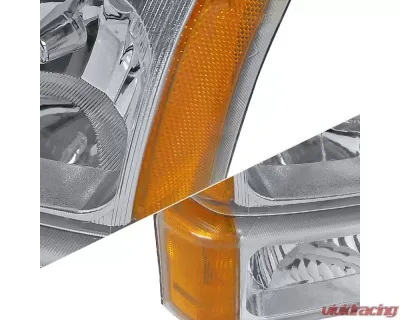 Spec-D Factory Style Headlights w/ Bumper Lights (Chrome Housing/Clear Lens) Chevrolet Silverado | Avalanche 2002-2007 - 2LBLH-SIV03-RS