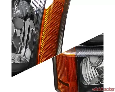 Spec-D Factory Style Headlights w/ Bumper Lights (Matte Black Housing/Clear Lens) Chevrolet Silverado | Avalanche 2002-2007 - 2LBLH-SIV03JM-RS