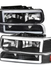 Spec-D LED Bar Factory Style Headlights & Bumper Lights w/ Amber Reflector (Matte Black Housing/Clear Lens) Chevrolet 1999-2006                                     - 2LBLH-SIV99JM-G3-RS - Image 9