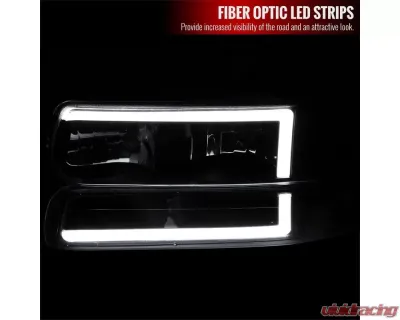 Spec-D LED Bar Factory Style Headlights & Bumper Lights w/ Amber Reflector (Matte Black Housing/Clear Lens) Chevrolet 1999-2006 - 2LBLH-SIV99JM-G3-RS