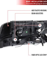 Spec-D LED Bar Factory Style Headlights & Bumper Lights w/ Amber Reflector (Matte Black Housing/Clear Lens) Chevrolet 1999-2006                                     - 2LBLH-SIV99JM-G3-RS - Image 7