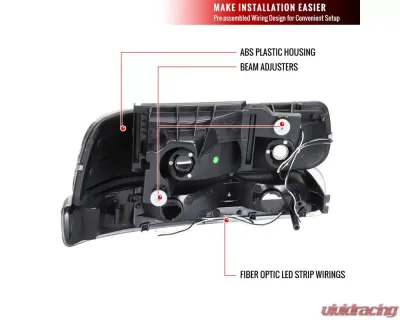 Spec-D LED Bar Factory Style Headlights & Bumper Lights w/ Amber Reflector (Matte Black Housing/Clear Lens) Chevrolet 1999-2006 - 2LBLH-SIV99JM-G3-RS