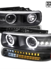 Spec-D Dual Halo Projector Headlights w/ LED Sequential Turn Signal Bumper Lights (Matte Black Housing/Clear Lens) Chevrolet 1999-2006                                     - 2LBLHP-SIV99JMLED-RS - Image 10