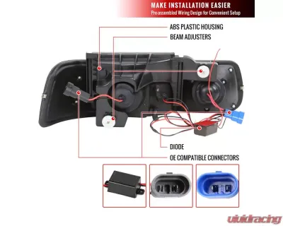 Spec-D Dual Halo Projector Headlights w/ LED Sequential Turn Signal Bumper Lights (Matte Black Housing/Clear Lens) Chevrolet 1999-2006 - 2LBLHP-SIV99JMLED-RS