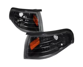 Spec-D Corner Parking Turn Signal Lights w/ Amber Reflector (Matte Black Housing/Clear Lens) Ford Mustang 1994-1998