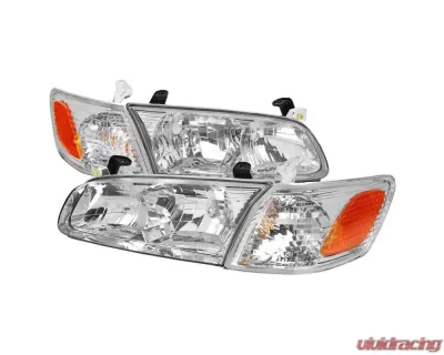 Spec-D Headlights & Corner Signal Lights w/ Amber Reflectors (Chrome Housing/Clear Lens) Toyota Camry 2000-2001 - 2LCLH-CAM00-RS