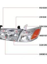 Spec-D Headlights & Corner Signal Lights w/ Amber Reflectors (Chrome Housing/Clear Lens) Toyota Camry 2000-2001                                     - 2LCLH-CAM00-RS - Image 7