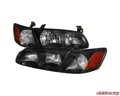Spec-D Headlights & Corner Signal Lights w/ Amber Reflectors (Matte Black Housing/Clear Lens) Toyota Camry 2000-2001 - 2LCLH-CAM00JM-RS