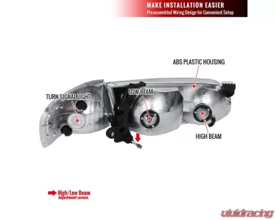Spec-D Headlights & Corner Signal Lights w/ Amber Reflectors (Matte Black Housing/Clear Lens) Toyota Camry 2000-2001 - 2LCLH-CAM00JM-RS