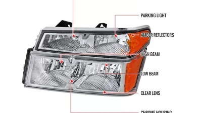 Spec-D Factory Style Headlights & Corner Lights (Chrome Housing/Clear Lens) Chevrolet | GMC | Isuzu 2004-2012                                     - 2LCLH-COL04-RS - Image 9