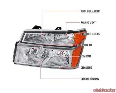 Spec-D Factory Style Headlights & Corner Lights (Chrome Housing/Clear Lens) Chevrolet | GMC | Isuzu 2004-2012 - 2LCLH-COL04-RS