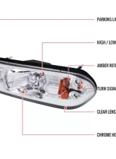 Spec-D Crystal Headlights (Chrome Housing/Clear Lens) Ford Mustang 1987-1993                                     - 2LCLH-MST87-RS - Image 9