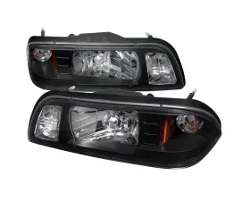 Spec-D Crystal Headlights (Matte Black Housing/Clear Lens) Ford Mustang 1987-1993