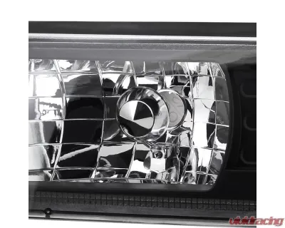Spec-D Factory Style Crystal Headlights (Matte Black Housing/Clear Lens) Ford Mustang 1987-1993 - 2LCLH-MST87JM-RS