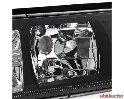 Spec-D Factory Style Crystal Headlights (Matte Black Housing/Clear Lens) Ford Mustang 1987-1993 - 2LCLH-MST87JM-RS