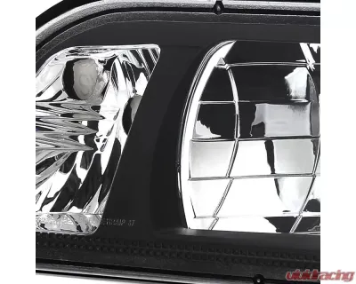 Spec-D Factory Style Crystal Headlights (Matte Black Housing/Clear Lens) Ford Mustang 1987-1993 - 2LCLH-MST87JM-RS