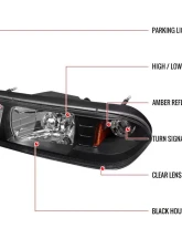 Spec-D Factory Style Crystal Headlights (Matte Black Housing/Clear Lens) Ford Mustang 1987-1993                                     - 2LCLH-MST87JM-RS - Image 9