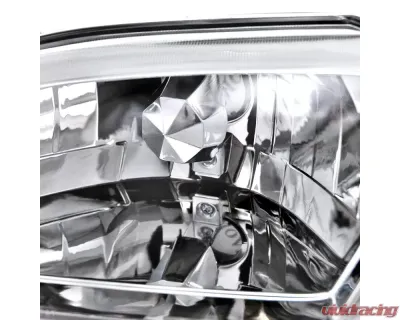 Spec-D Crystal Headlights w/ Amber Reflectors (Chrome Housing/Clear Lens) Ford Mustang 1994-1998 - 2LCLH-MST94-TM