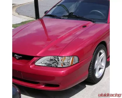 Spec-D Crystal Headlights w/ Amber Reflectors (Chrome Housing/Clear Lens) Ford Mustang 1994-1998 - 2LCLH-MST94-TM