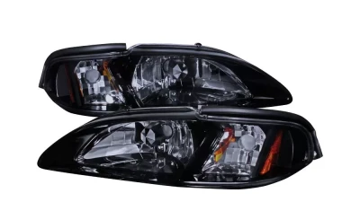 Spec-D Crystal Headlights w/ Amber Reflectors (Chrome Housing/Smoked Lens) Ford Mustang 1994-1998                                     - 2LCLH-MST94G-TM - Image 10