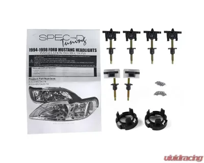 Spec-D Crystal Headlights w/ Amber Reflectors (Chrome Housing/Smoke Lens) Ford Mustang 1994-1998 - 2LCLH-MST94G-TM