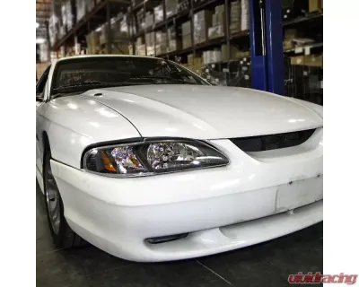 Spec-D Crystal Headlights w/ Amber Reflectors (Matte Black Housing/Clear Lens) Ford Mustang 1994-1998 - 2LCLH-MST94JM-TM