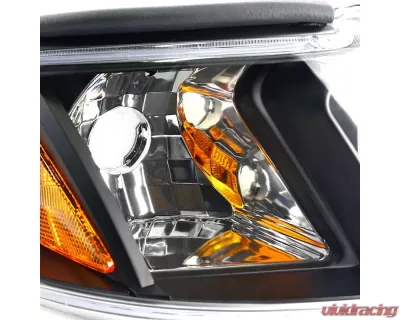 Spec-D Crystal Headlights w/ Amber Reflectors (Matte Black Housing/Clear Lens) Ford Mustang 1994-1998 - 2LCLH-MST94JM-TM