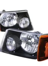 Spec-D Factory Style Headlights w/ Amber Lens Corner Signal Lights (Matte Black Housing/Clear Lens) Ford Ranger 2001-2011                                     - 2LCLH-RAN01JM-RS - Image 10