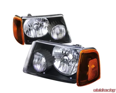 Spec-D Factory Style Headlights w/ Amber Lens Corner Signal Lights (Matte Black Housing/Clear Lens) Ford Ranger 2001-2011 - 2LCLH-RAN01JM-RS