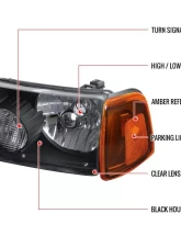 Spec-D Factory Style Headlights w/ Amber Lens Corner Signal Lights (Matte Black Housing/Clear Lens) Ford Ranger 2001-2011                                     - 2LCLH-RAN01JM-RS - Image 4
