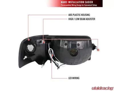 Spec-D Factory Style V2 Headlights w/ Corner Lights (Matte Black Housing/Clear Lens) Ford Ranger 1993-1997 - 2LCLH-RAN93JM-V2-OZ