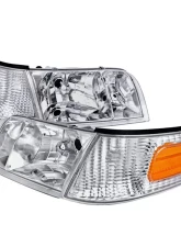 Spec-D Factory Style Headlights w/ Corner Signal Lights (Chrome Housing/Clear Lens) Ford Crown Victoria 1998-2011                                     - 2LCLH-VIC98-EU - Image 10