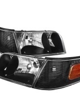Spec-D Headlights w/ Corner Signal Lights & Amber Reflectors (Matte Black Housing/Clear Lens) Ford Crown Victoria 1998-2011                                     - 2LCLH-VIC98JM-EU - Image 9
