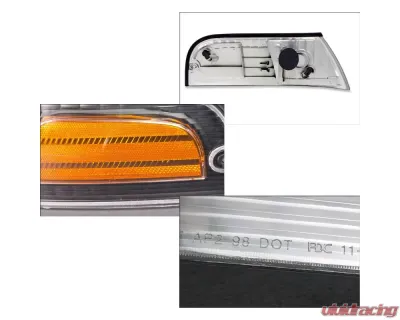 Spec-D Headlights w/ Corner Signal Lights & Amber Reflectors (Matte Black Housing/Clear Lens) Ford Crown Victoria 1998-2011 - 2LCLH-VIC98JM-EU