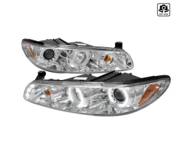 Spec-D Dual Halo Projector Headlights w/ LED Accent Lights (Chrome Housing/Clear Lens) Pontiac Grand Prix 1997-2003