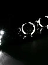 Spec-D Dual Halo Projector Headlights w/ LED Accent Lights (Glossy Black Housing/Smoke Lens) Pontiac Grand Prix 1997-2003                                     - 2LCLHP-GPX97G-TM - Image 2