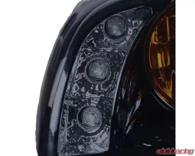 Spec-D Dual Halo Projector Headlights w/ LED Accent Lights (Glossy Black Housing/Smoke Lens) Pontiac Grand Prix 1997-2003 - 2LCLHP-GPX97G-TM