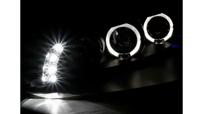 Spec-D Dual Halo Projector Headlights (Matte Black Housing/Clear Lens) Pontiac Grand Prix 1997-2003                                     - 2LCLHP-GPX97JM-TM - Image 2