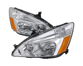 Spec-D Headlights w/ Amber Reflectors (Chrome Housing/Clear Lens) Honda Accord 2003-2007