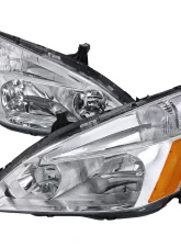 Spec-D Headlights w/ Amber Reflectors (Chrome Housing/Clear Lens) Honda Accord 2003-2007                                     - 2LH-ACD03-RS - Image 5
