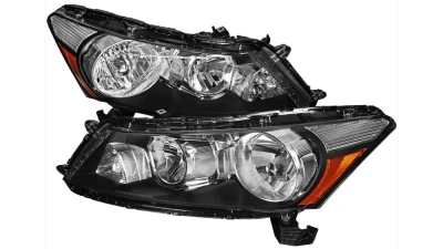 Spec-D Factory Style Crystal Headlights w/ Amber Reflector (Matte Black Housing/Clear Lens) Honda Accord 2008-2012                                     - 2LH-ACD084JM-RS - Image 6