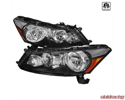 Spec-D Factory Style Crystal Headlights w/ Amber Reflector (Matte Black Housing/Clear Lens) Honda Accord 2008-2012 - 2LH-ACD084JM-RS