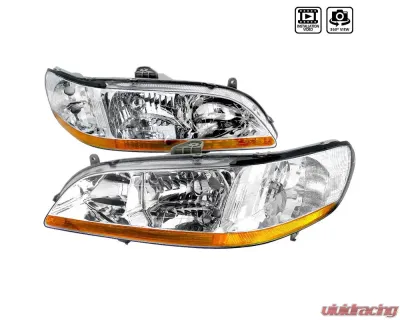 Spec-D Crystal Headlights w/ Amber Reflectors (Chrome Housing/Clear Lens) Honda Accord 1998-2002 - 2LH-ACD98-RS