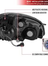 Spec-D Crystal Headlights w/ Amber Reflector (Chrome Housing/Clear Lens) Nissan Altima 2002-2004                                     - 2LH-ALT02-RS - Image 7