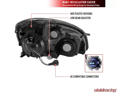 Spec-D Crystal Headlights w/ Amber Reflector (Chrome Housing/Clear Lens) Nissan Altima 2002-2004 - 2LH-ALT02-RS