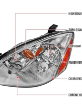 Spec-D Crystal Headlights w/ Amber Reflector (Chrome Housing/Clear Lens) Nissan Altima 2002-2004                                     - 2LH-ALT02-RS - Image 8