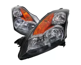 Spec-D Crystal Headlights w/ Amber Reflectors (Matte Black Housing/Clear Lens) Nissan Altima 2007-2009