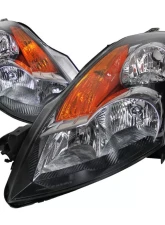 Spec-D Crystal Headlights w/ Amber Reflectors (Matte Black Housing/Clear Lens) Nissan Altima 2007-2009                                     - 2LH-ALT074JM-RS - Image 8