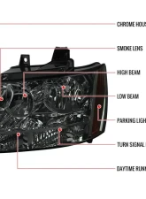 Spec-D Factory Style Headlights (Chrome Housing/Smoked Lens) Chevrolet 2007-2014                                     - 2LH-AVA07G-RS - Image 6