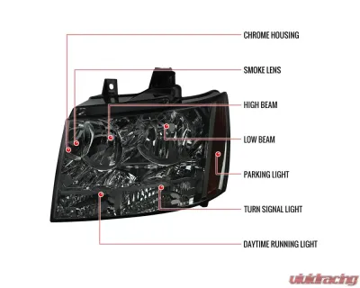 Spec-D Factory Style Headlights (Chrome Housing/Smoked Lens) Chevrolet 2007-2014 - 2LH-AVA07G-RS